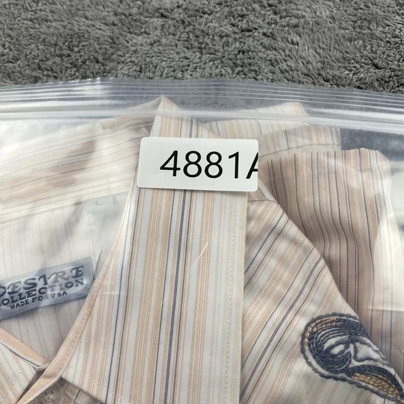 Desire Collection Long Sleeve Dress Shirt Mens Large Orange White Stripes - Picture 16 of 16